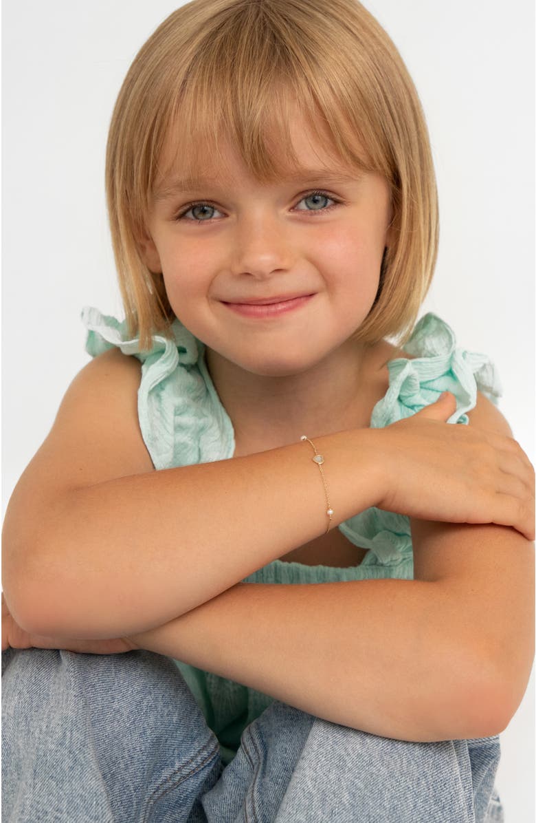 In Season Jewelry 14k Mother of Pearl Heart & Pearls Bracelet, Alternate, color, White