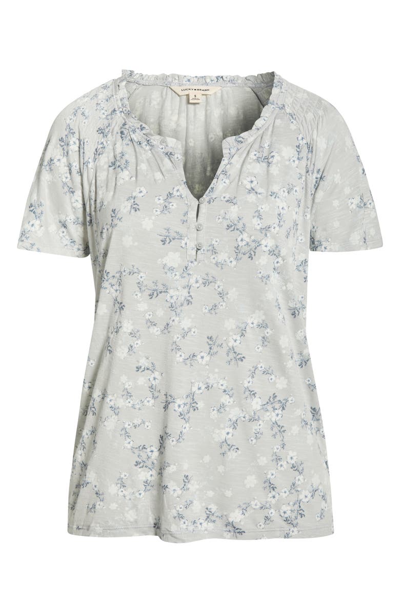 Lucky Brand Sandwash Flutter Sleeve Top, Main, color, Blue Floral