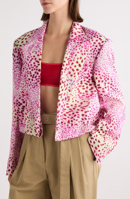 Dries Van Noten Vasti Printed Stand Collar Jacket In Fuchsia