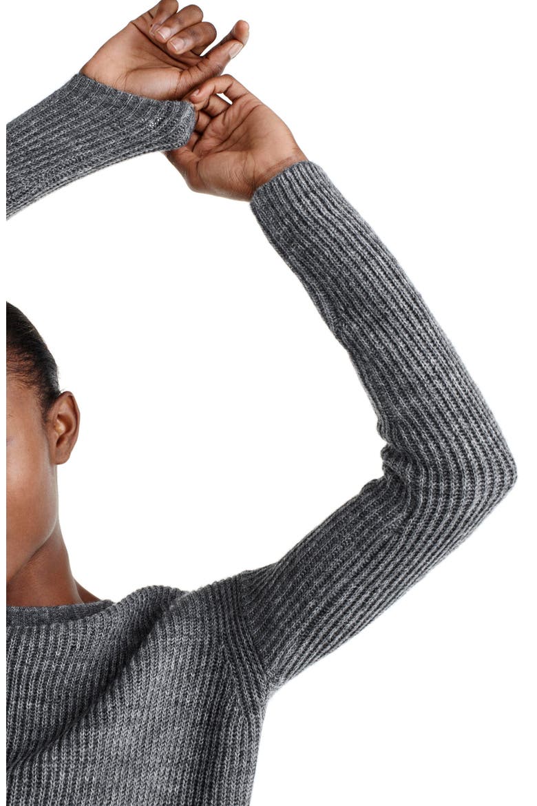 Bow Tie Open Back Sweater Dress, Alternate, color, HEATHER FLANNEL