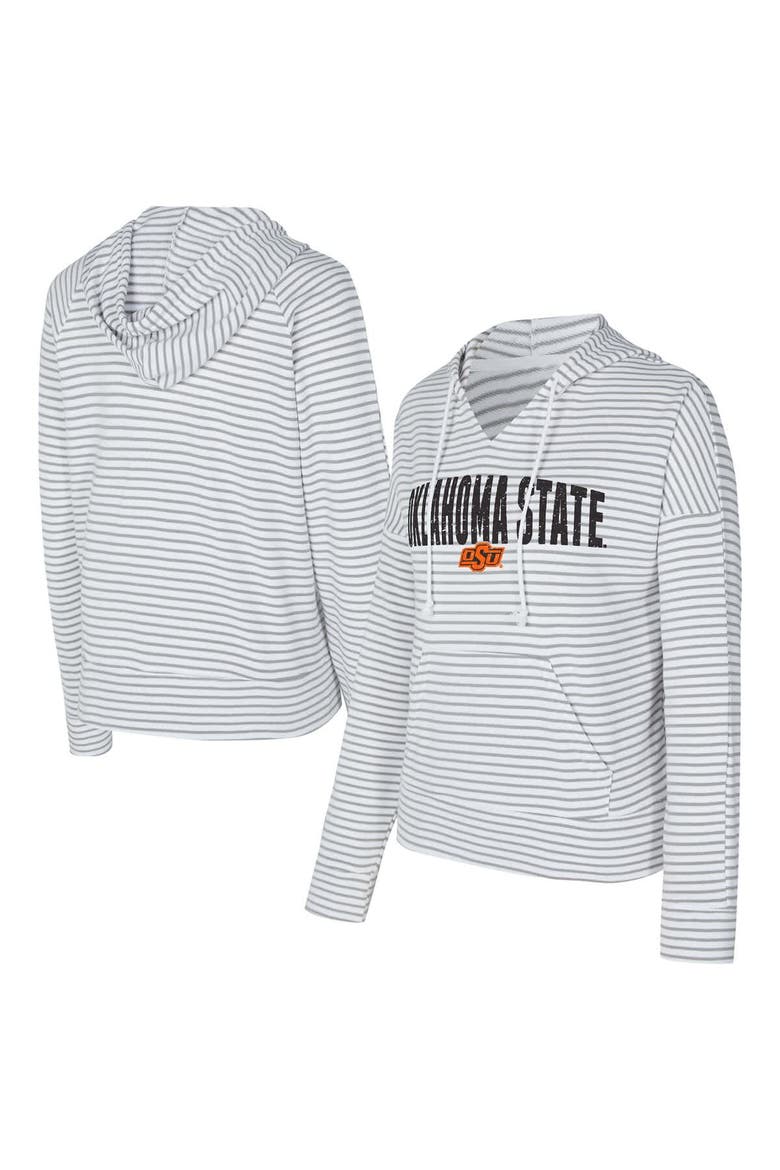 Men's Concepts Sport  White/Gray Oklahoma State Cowboys French Terry Striped V-Neck Pullover Hoodie, Main, color, White