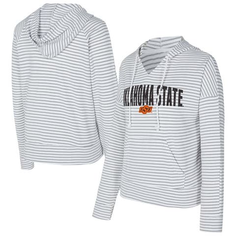 Men's Concepts Sport  White/Gray Oklahoma State Cowboys French Terry Striped V-Neck Pullover Hoodie