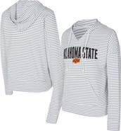 CONCEPTS SPORT Men's Concepts Sport White/Gray Oklahoma State Cowboys French Terry Striped V-Neck Pullover Hoodie