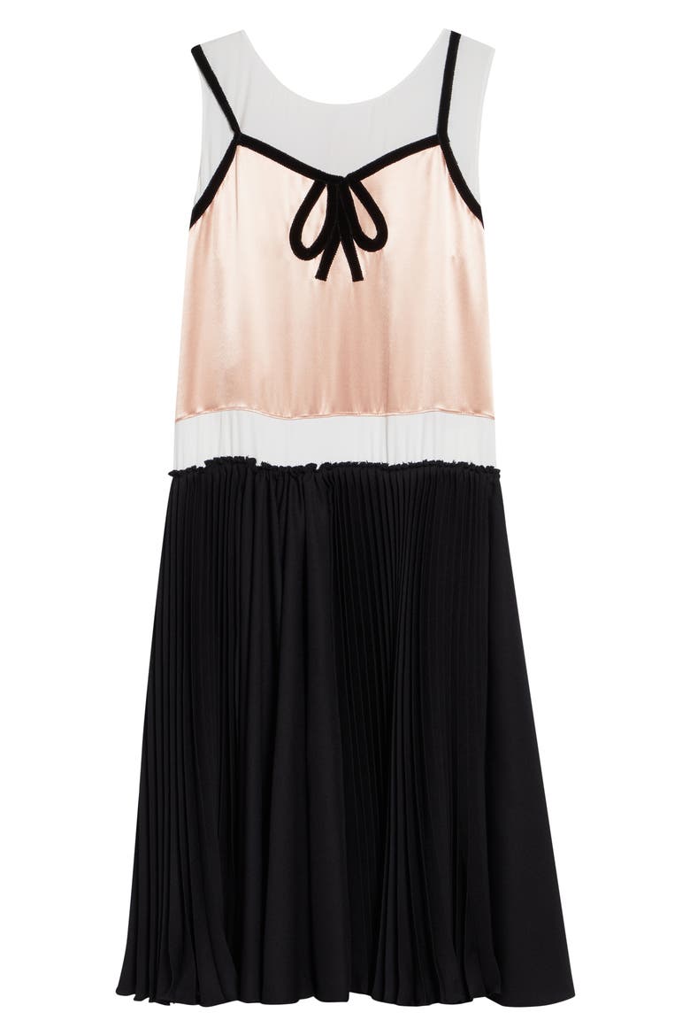 Trompe d'Oeil Satin Midi Dress, Alternate, color, 00N99BLACK