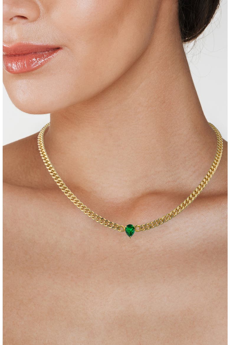 Pear Cubic Zirconia Chain Necklace, Alternate, color, GOLD PLATED