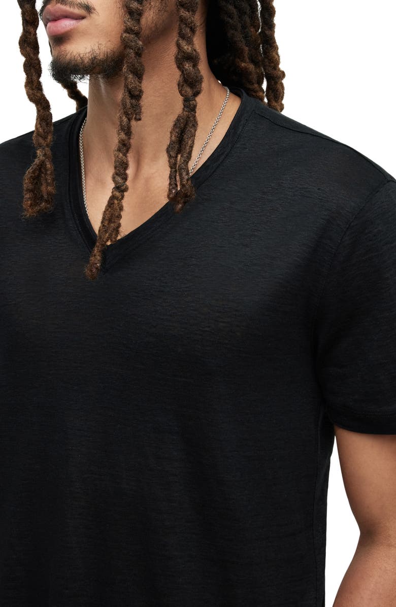 John Varvatos Wooster Slim Fit Linen T-Shirt, Alternate, color, Black