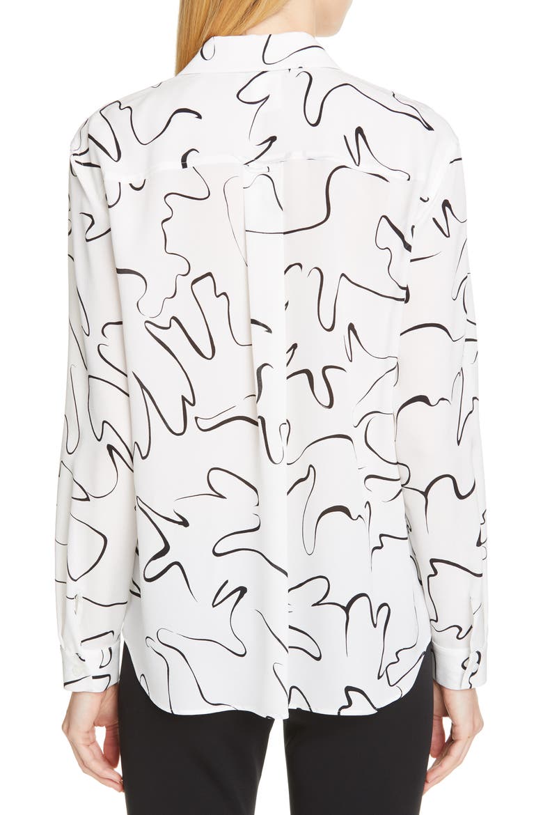 Zora Scribble Print Silk Blouse, Alternate, color, CLOUD MULTI