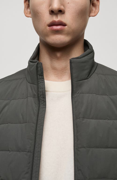 Shop Mango Quilted Down Vest In Grey