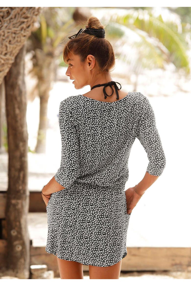 Zip Detail Dress, Alternate, color, Black Printed