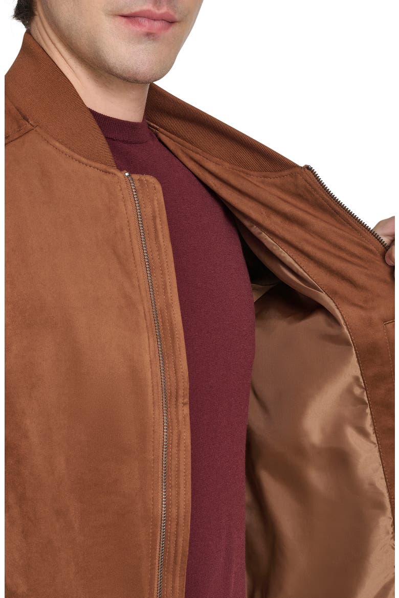 Faux Suede Bomber Jacket, Alternate, color, COGNAC