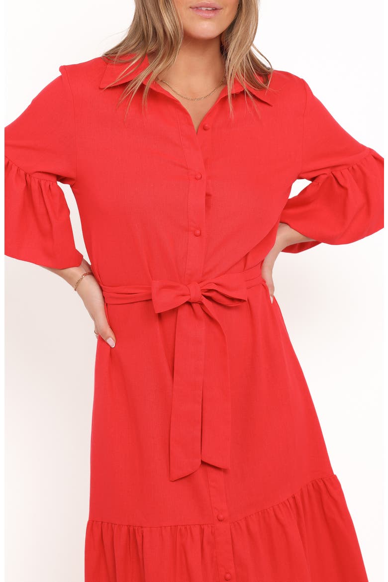 Kirrily Tie Waist Shirtdress, Alternate, color, RED