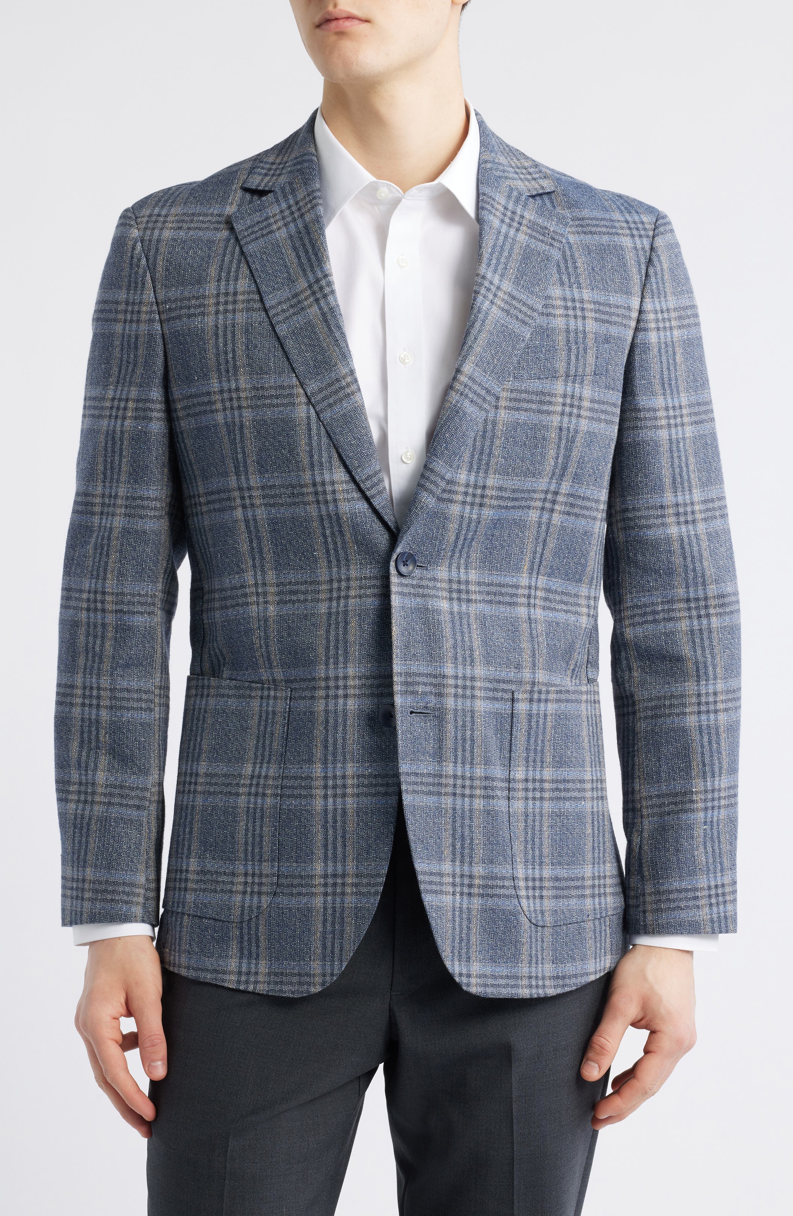 Nordstrom Henrik Trim Fit Italian Cotton & Linen Blend Jacket