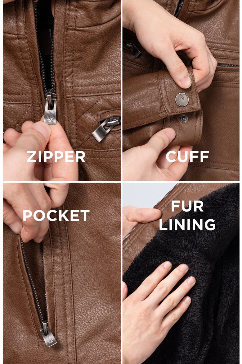Faux Leather Casual Motorcycle Jacket, Alternate, color, TAN