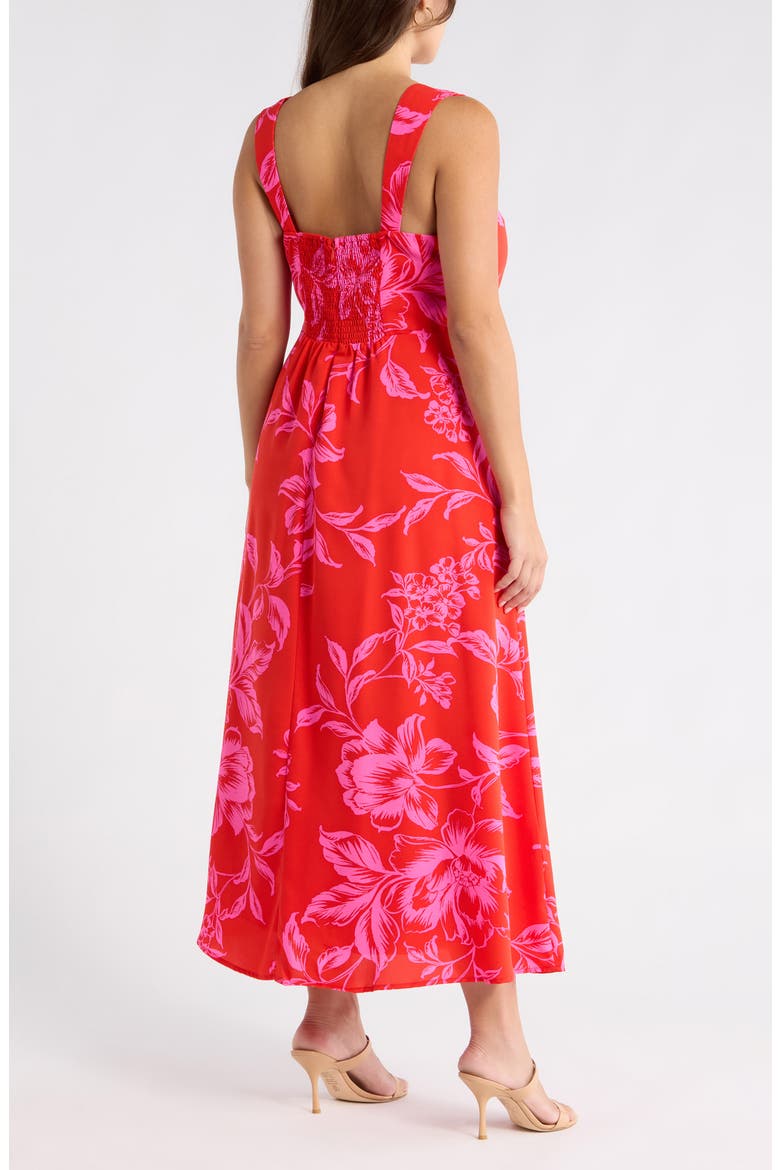 Darline Floral Bary Smocked Maxi Dress, Alternate, color, RED-PINK-COMBO