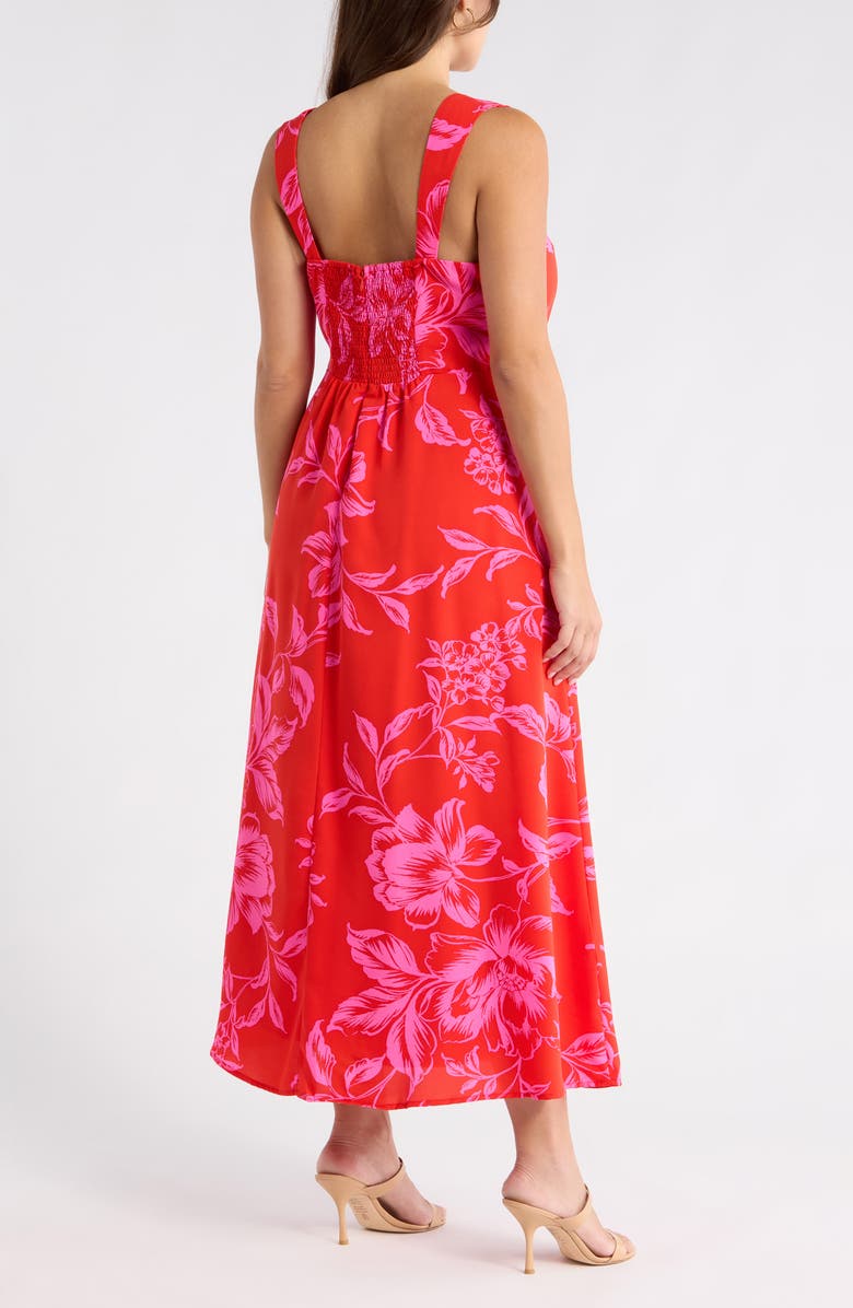 SUGARLIPS Darline Floral Bary Smocked Maxi Dress, Alternate, color, Red-Pink-Combo