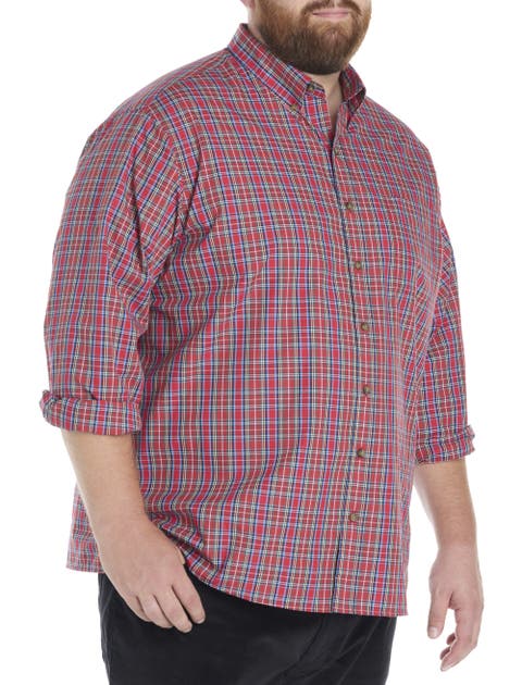 Big & Tall Easy-Care Small Plaid Sport Shirt
