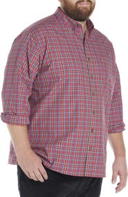 Harbor Bay by DXL Big & Tall Easy-Care Small Plaid Sport Shirt