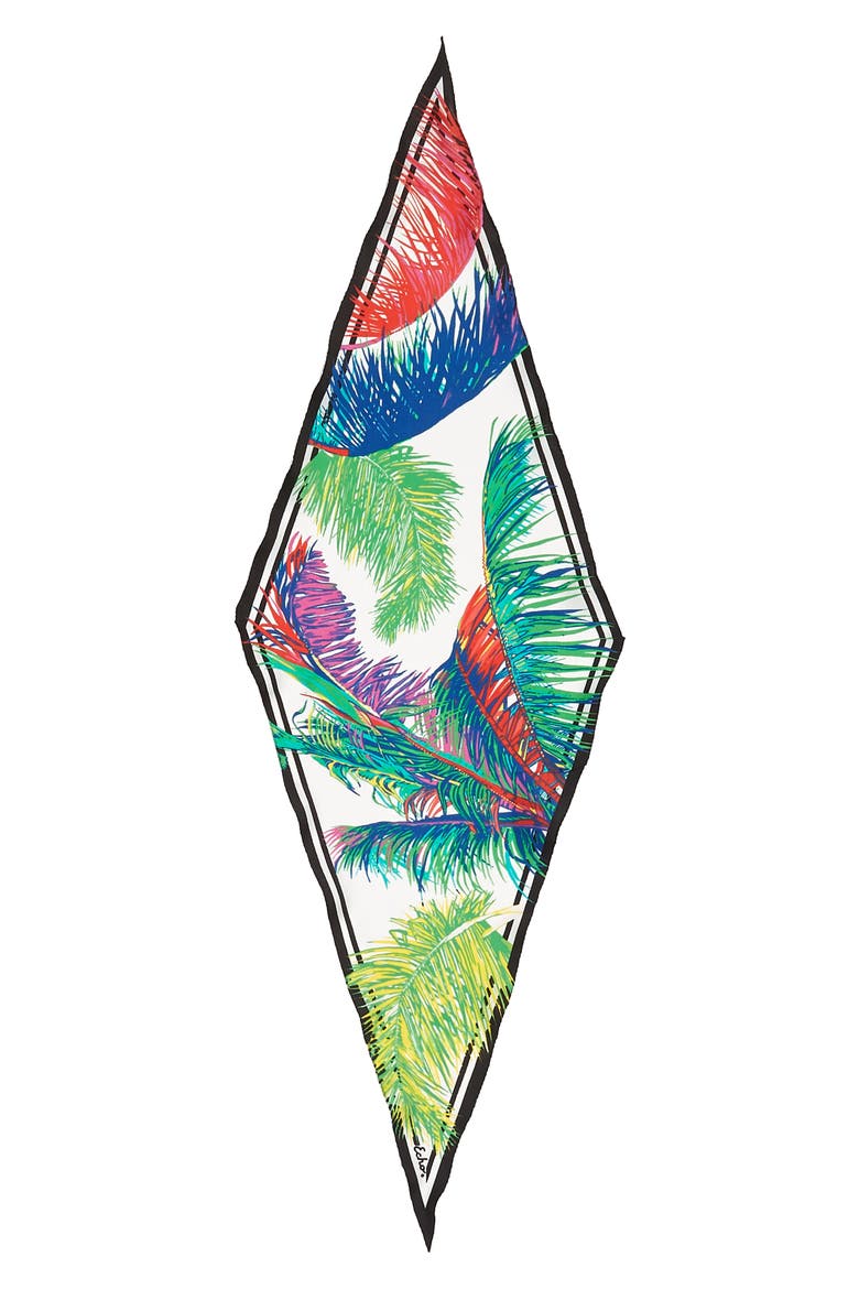 Tasman Palms Diamond Cut Silk Scarf, Alternate, color, BRIGHT WHITE