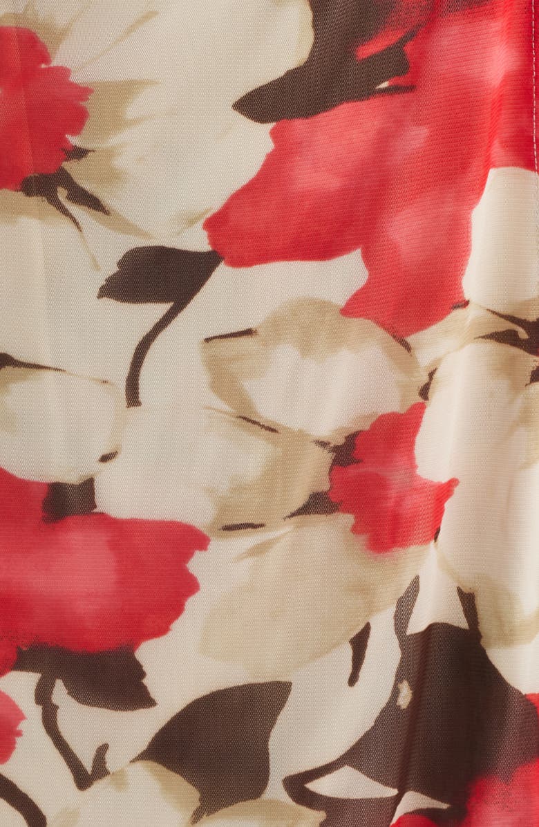 Anne Klein Floral Print Flutter Sleeve Wrap Dress, Alternate, color, 