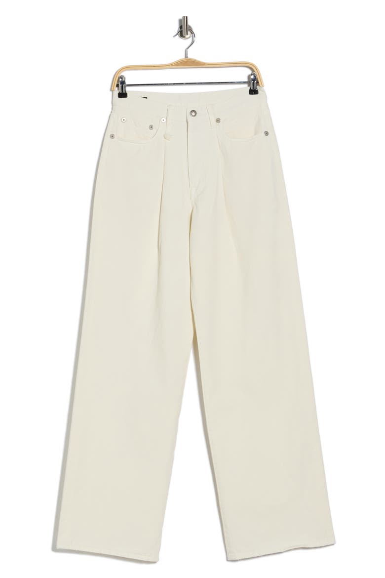 Damon Pleated High Waist Wide Leg Jeans, Alternate, color, WHITE SLUBBY TWILL