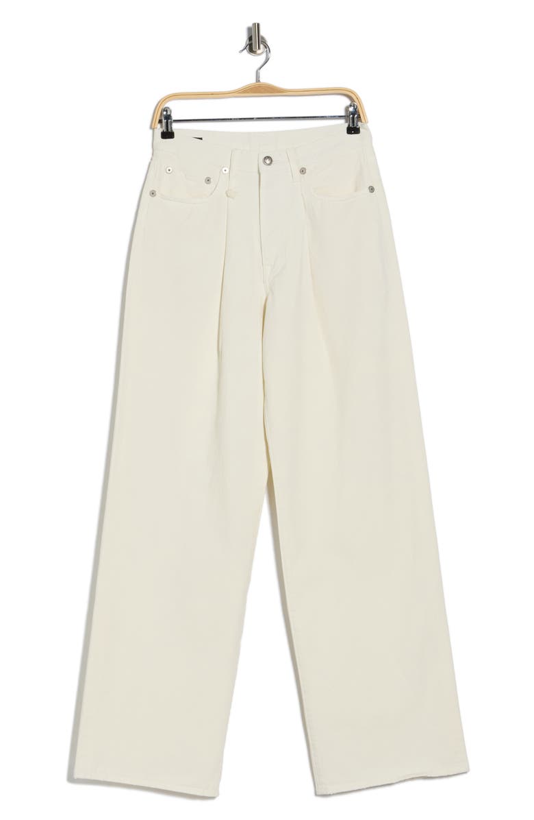 R13 Damon Pleated High Waist Wide Leg Jeans, Alternate, color, White Slubby Twill