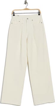 R13 Damon Pleated High Waist Wide Leg Jeans