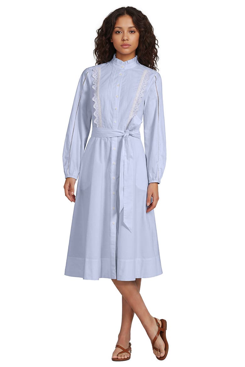Perfect Button Front Shirt Dress, Main, color, Clear Blue Sky Mini Stripe