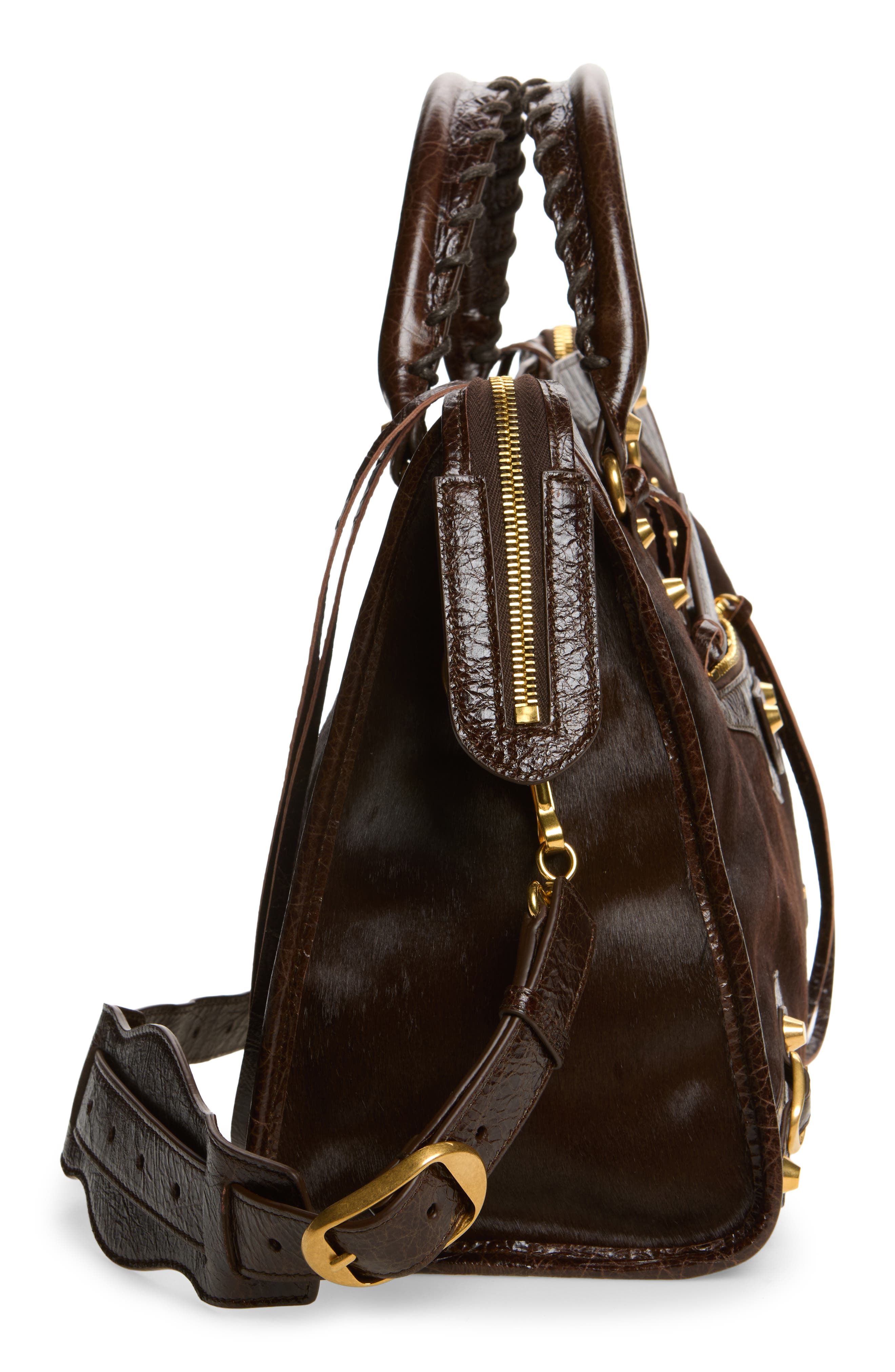 Medium Le City Genuine Calf Hair & Arena Leather Satchel, Alternate, color, 2836 MID BROWN
