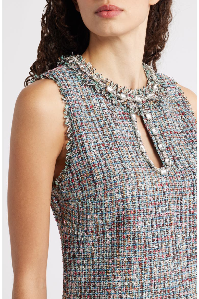 Embellished Tweed Shfit Minidress, Alternate, color, MULTI COLORED TWEED