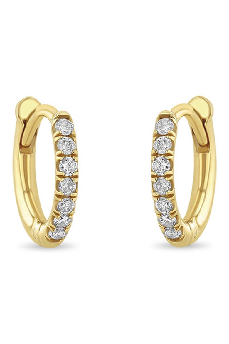 Small Diamond Pavé Hinge Huggie Earrings, 9mm, Main, color, 14K YELLOW GOLD