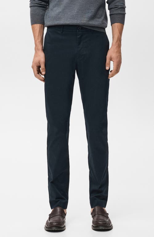 Mango Dublino Slim Fit Flat Front Stretch Stretch Chinos In Blue