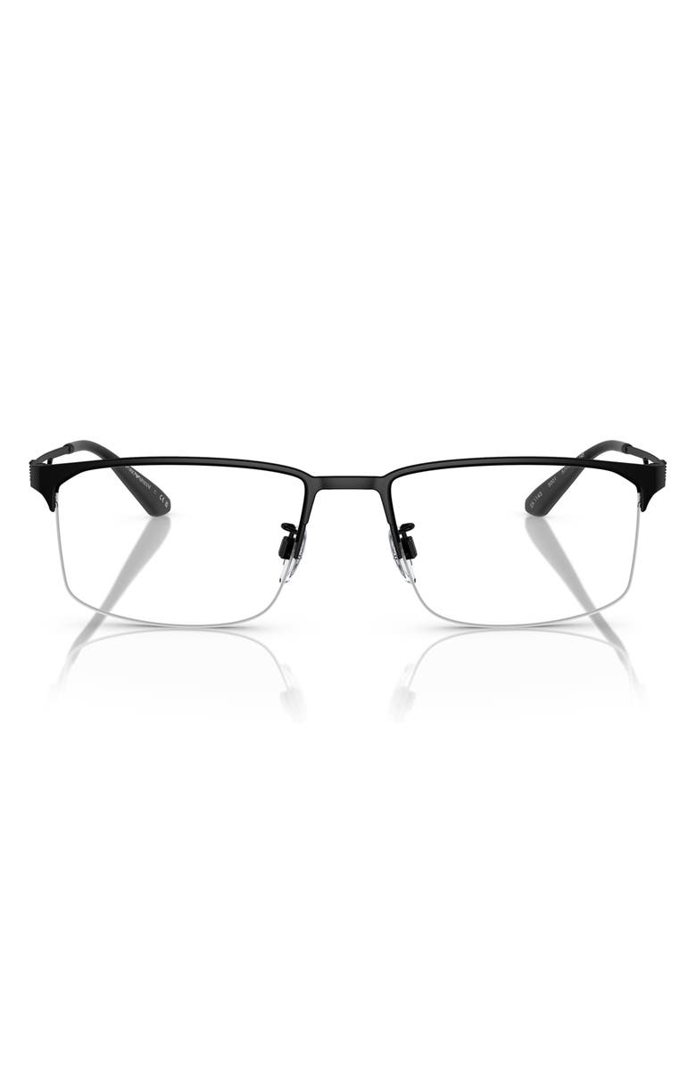 Emporio Armani 57mm Pillow Optical Glasses, Main, color, Matte Black / Demo Lens