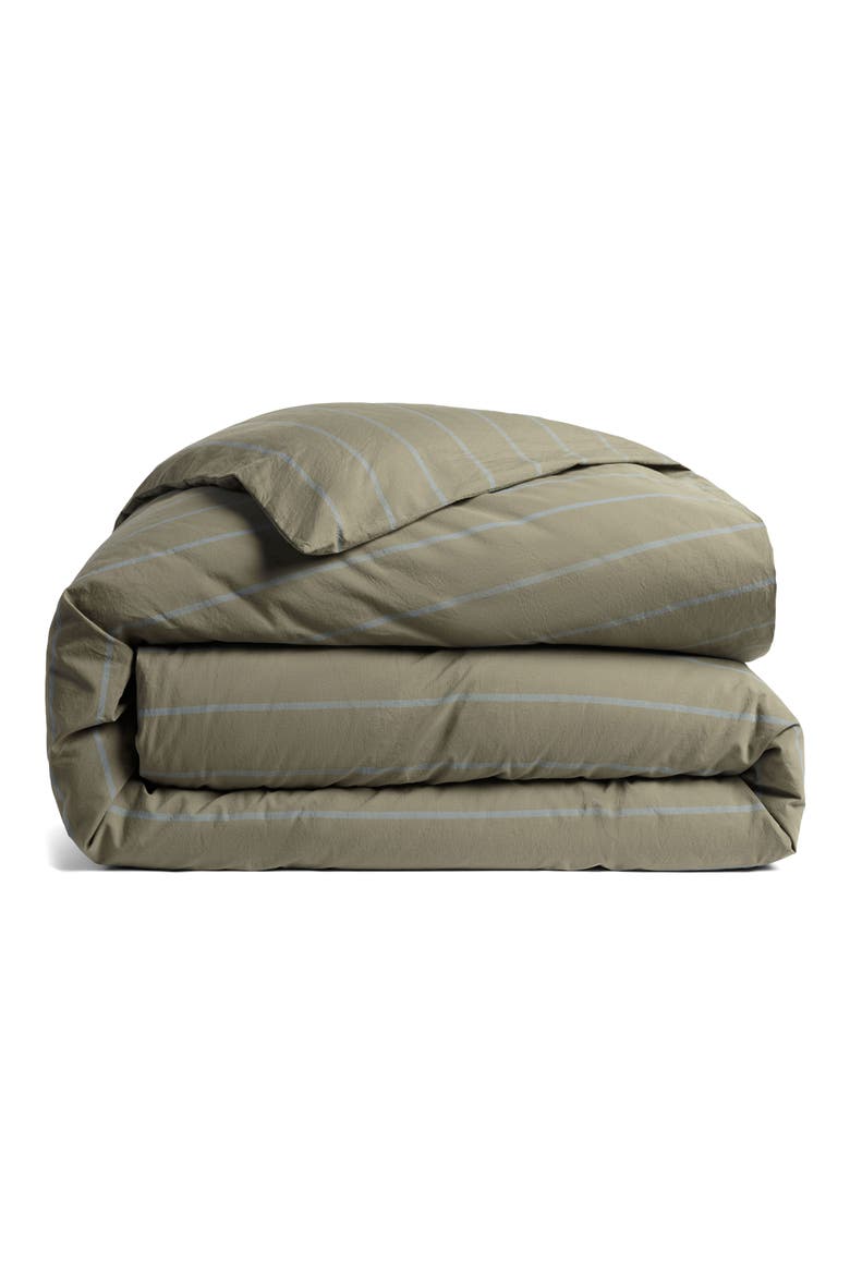 BRUSHED COTTON DUVET COVER, Main, color, MOSS/ WAVE