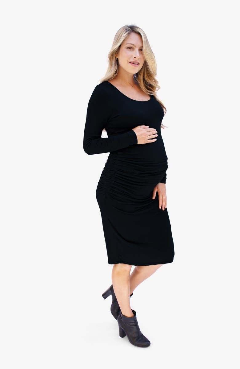 Ingrid & Isabel<sup>®</sup> Side Ruched Long Sleeve Maternity Body-Con Dress, Alternate, color, 
