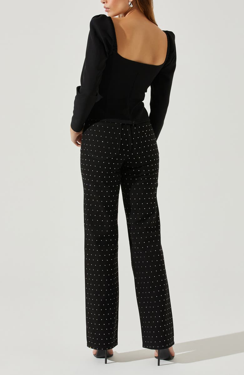 ASTR the Label Anabelle Rhinestone Trim Top, Alternate, color, Black