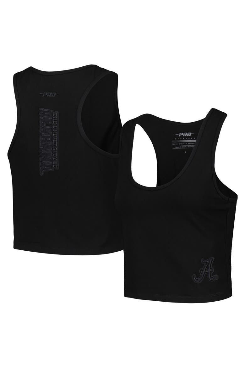 Women's Pro Standard Black Alabama Crimson Tide Tonal Neutral Fitted Waist Length Racerback Tank Top, Alternate, color, Black