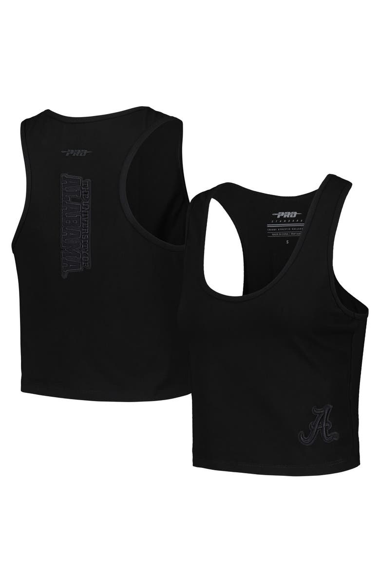 PRO STANDARD Women's Pro Standard Black Alabama Crimson Tide Tonal Neutral Fitted Waist Length Racerback Tank Top, Alternate, color, Black