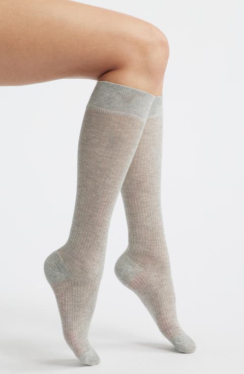 Everything's Fine Semisheer Cotton Blend Rib Knee High Socks