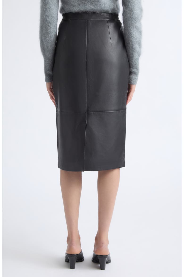 Hank Leather Midi Skirt, Alternate, color, BLACK