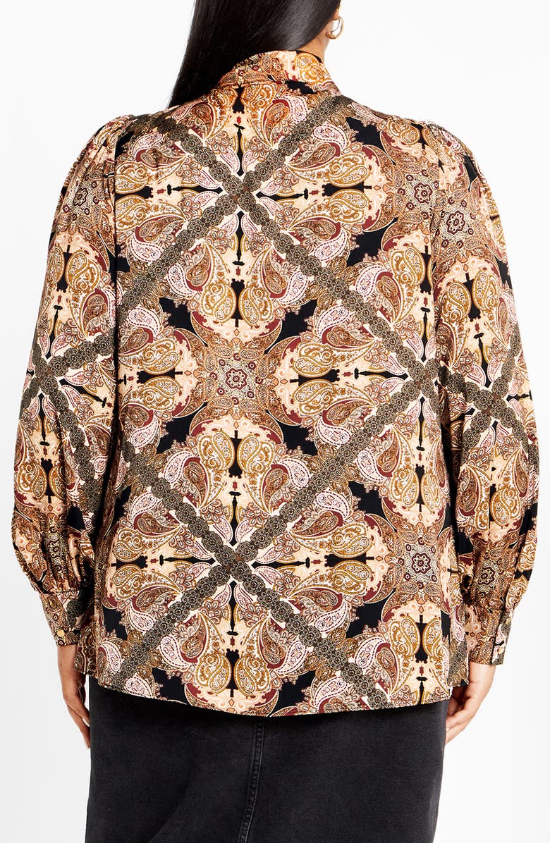 City Chic Mylah Print Tie Neck Shirt, Alternate, color, Paisley