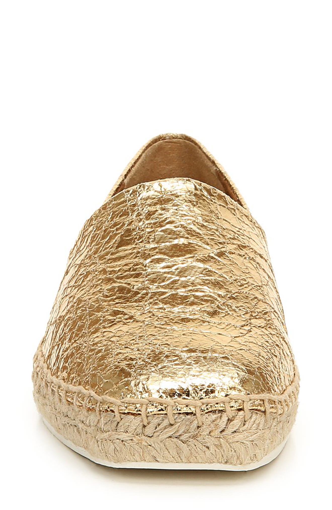Kenna Espadrille Flat, Alternate, color, GOLD FAUX LEATHER