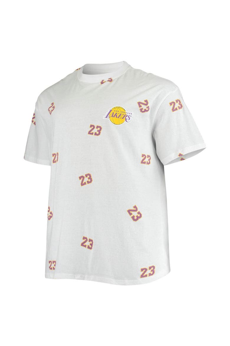 Men's Fanatics Branded LeBron James White Los Angeles Lakers Big & Tall Allover Name & Number T-Shirt, Alternate, color, White