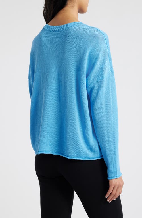 Eileen Fisher Organic Linen-cotton Knit Sweater In Azure