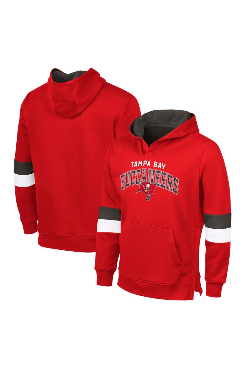 Men's G-III Sports by Carl Banks Red/Pewter Tampa Bay Buccaneers Adaptive Faceoff Pullover Hoodie, Main, color, Red