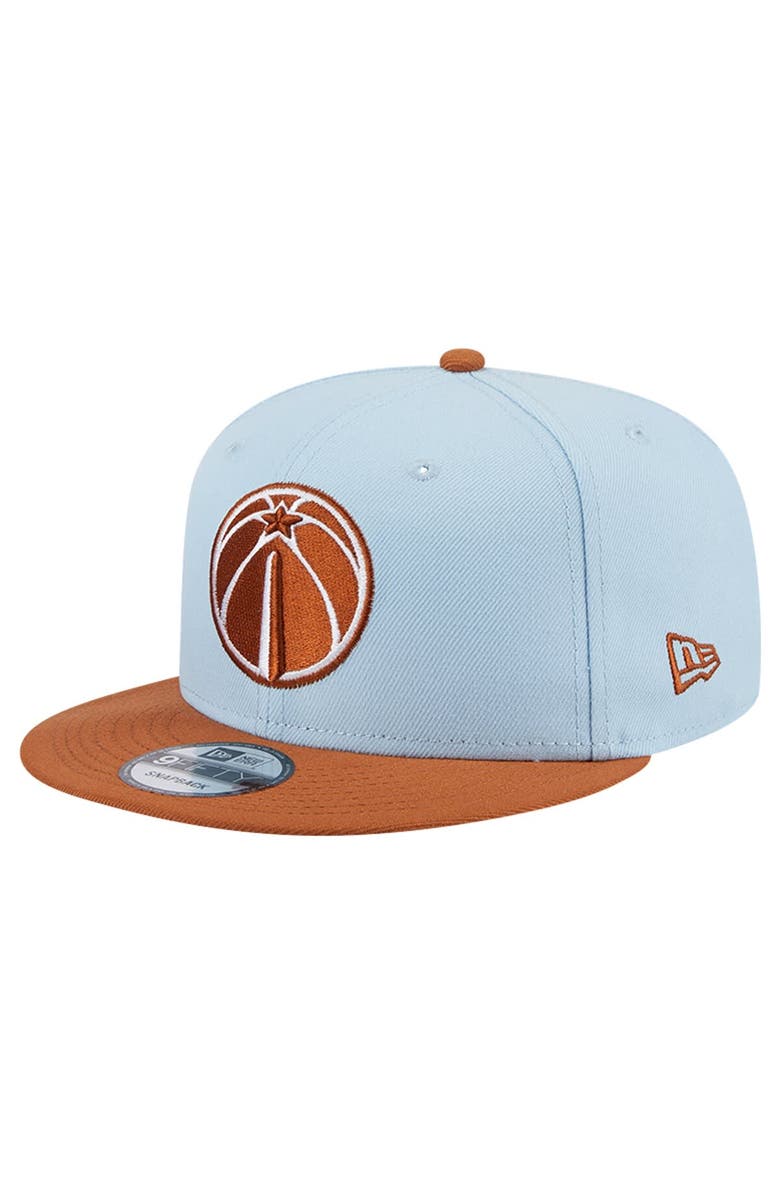 New Era Men's New Era Light Blue/Brown Washington Wizards 2-Tone Color Pack 9FIFTY Snapback Hat, Main, color,
