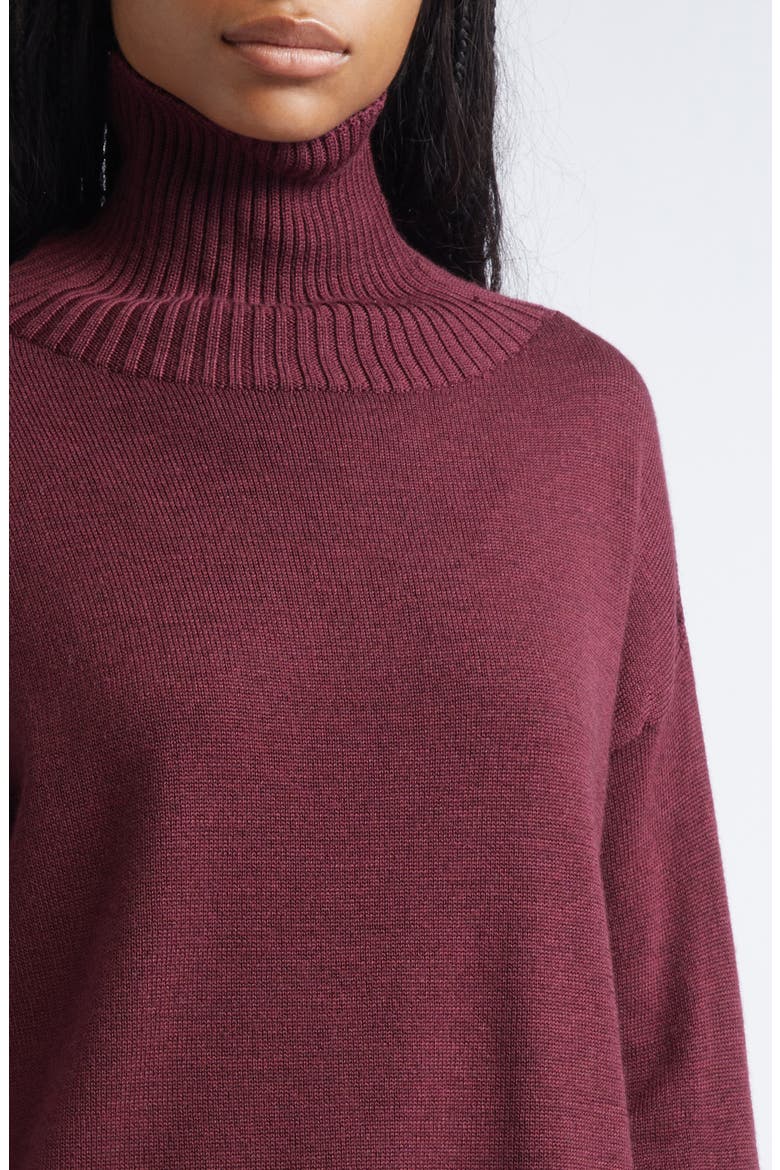Mino Virgin Wool Turtleneck Sweater, Alternate, color, BORDEAUX