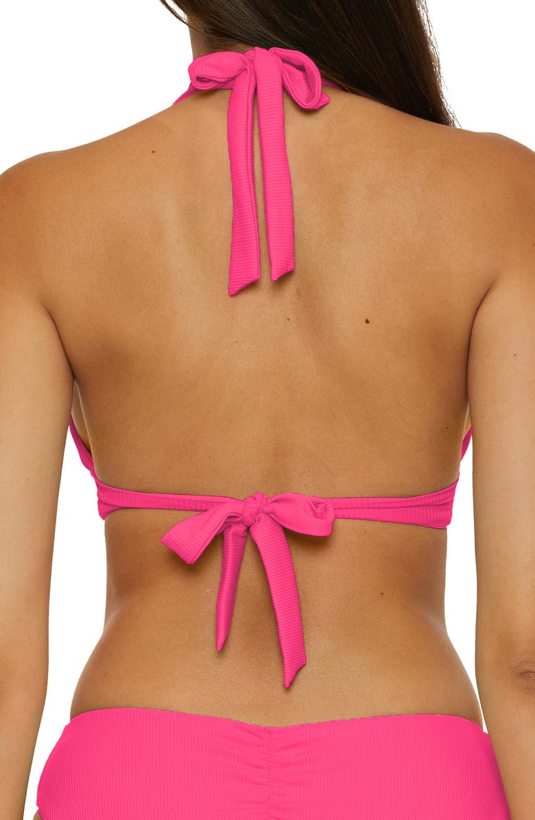 Becca Modern Edge Halter Bikini Top, Alternate, color, Punch