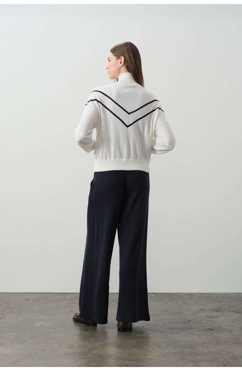 NAKED CASHMERE Magda Cotton Cashmere Track Jacket, Alternate, color, Ecru/Navy