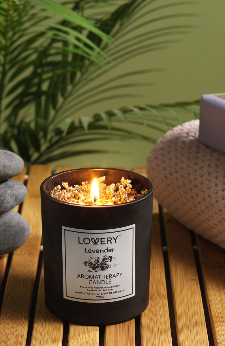 Lovery Lavender Luxury Aromatherapy Scented Candle Gift Set, Alternate, color, Black / White