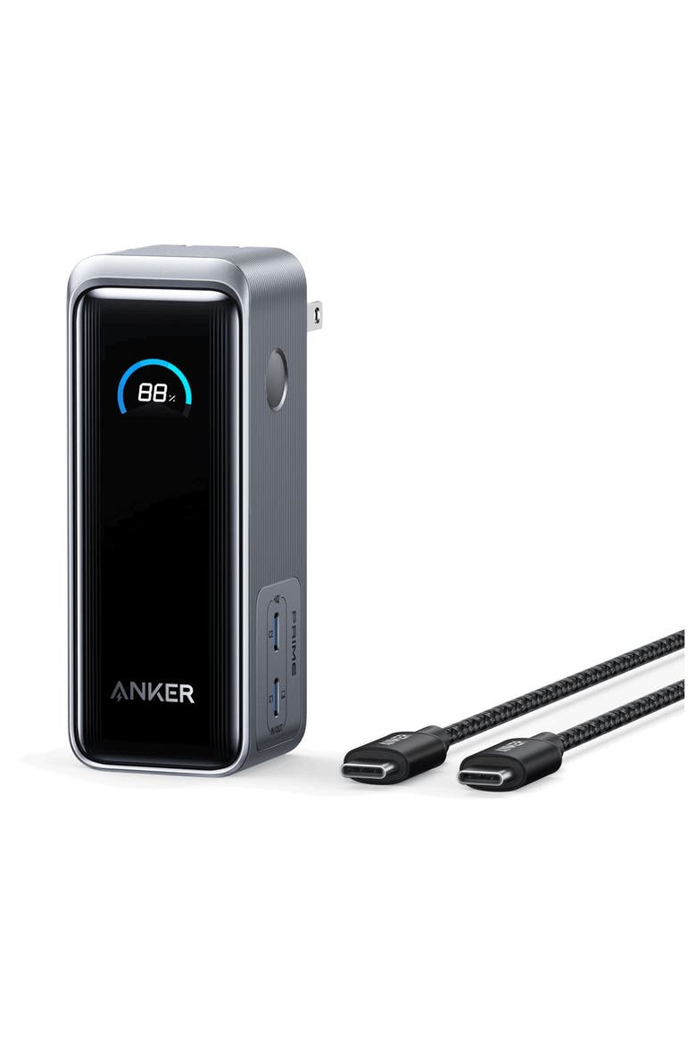 Prime Power Bank 9,600 mAh with Built in USB-C Cable and Fusion Wall Charger 65W, Main, color, Black
